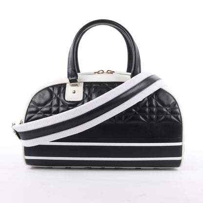 Christian Dior Große Dior Vibe Bowlingtasche mit Reißverschluss in Schwarz x Weiß