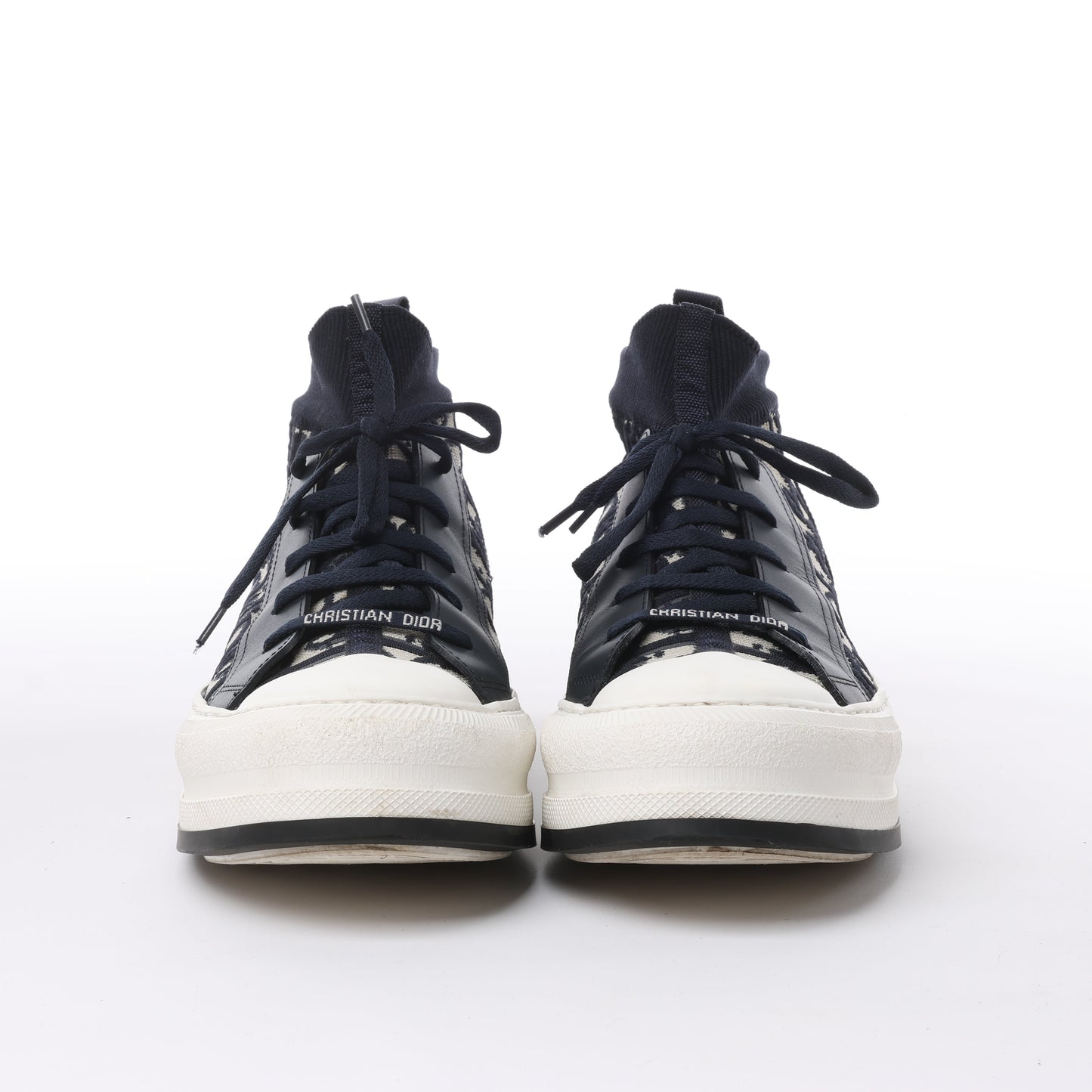Dior Walk'n'Dior Plateau-Sneaker „Dior Oblique“ aus technischem Mesh und Kalbsleder in Tiefblau, Größe 40 EU