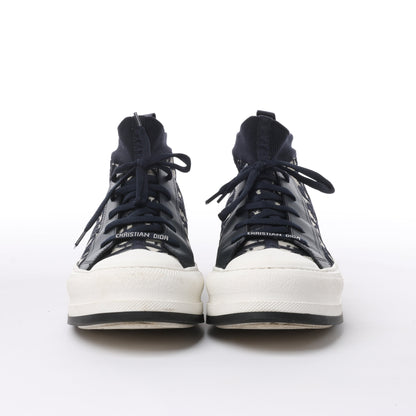 Dior Walk'n'Dior Plateau-Sneaker „Dior Oblique“ aus technischem Mesh und Kalbsleder in Tiefblau, Größe 40 EU