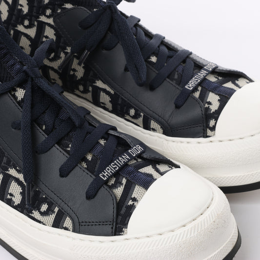 Dior Walk'n'Dior Platform Deep Blue Dior Oblique Technical Mesh and Calfskin Sneake, Size 40 EU