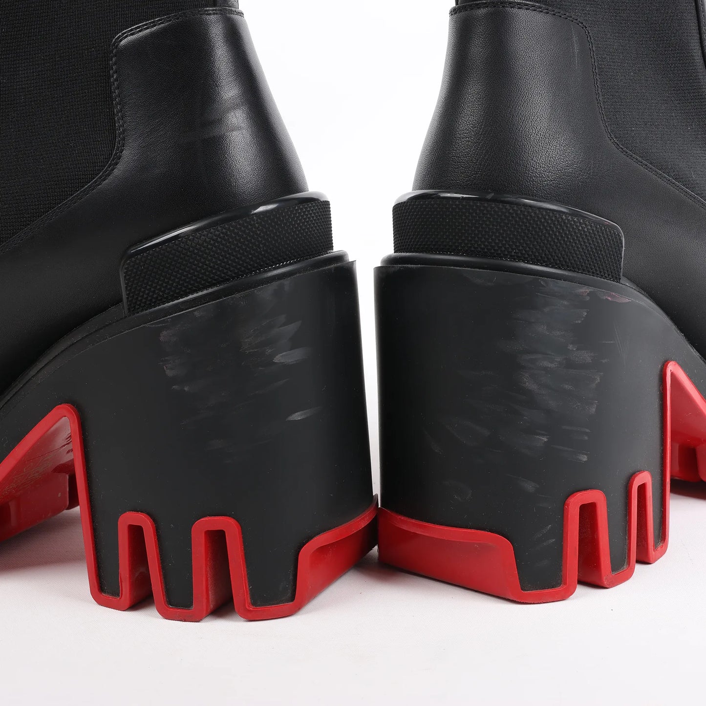 Christian Louboutin Marsha Cloche Leather Side Gore Boots in Black, Size 38 EU