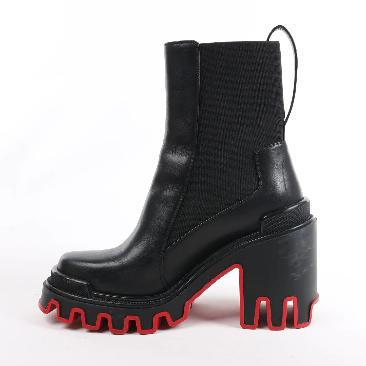 Christian Louboutin Marsha Cloche Leather Side Gore Boots in Black, Size 38 EU