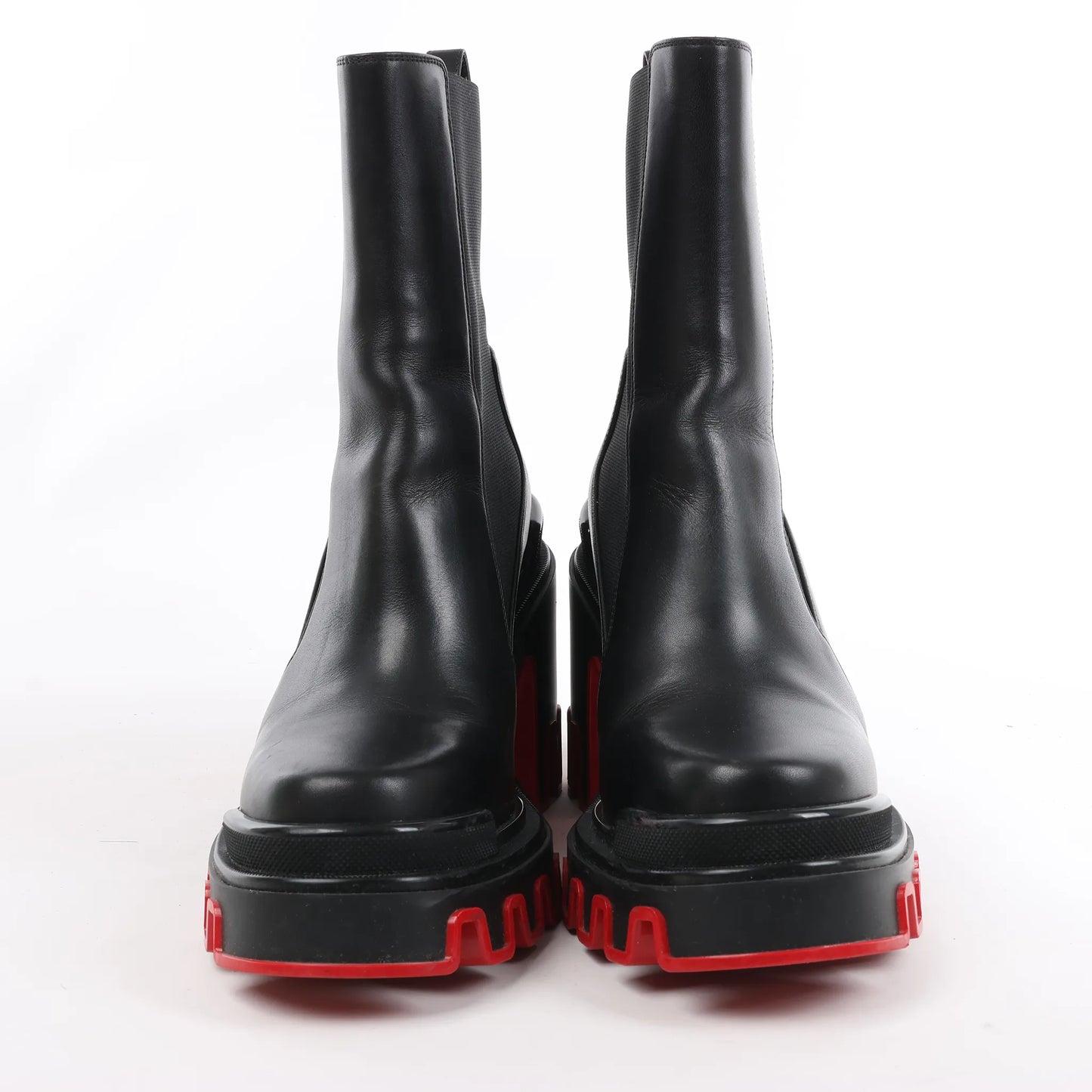 Christian Louboutin Marsha Cloche Leather Side Gore Boots in Black, Size 38 EU