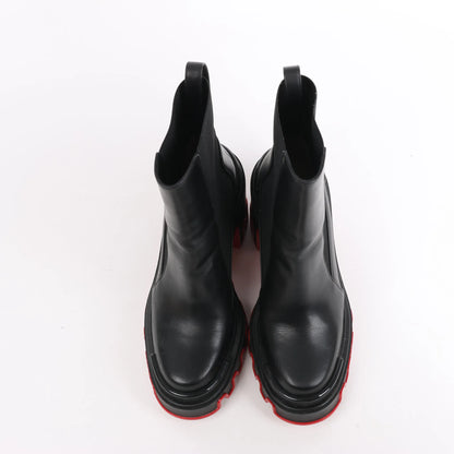 Christian Louboutin Marsha Cloche Leather Side Gore Boots in Black, Size 38 EU