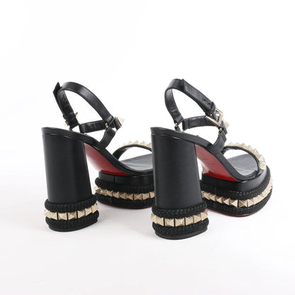 Christian Louboutin SUPERCLOU 130 Studs Leather Sandals in Black, Size 38 EU