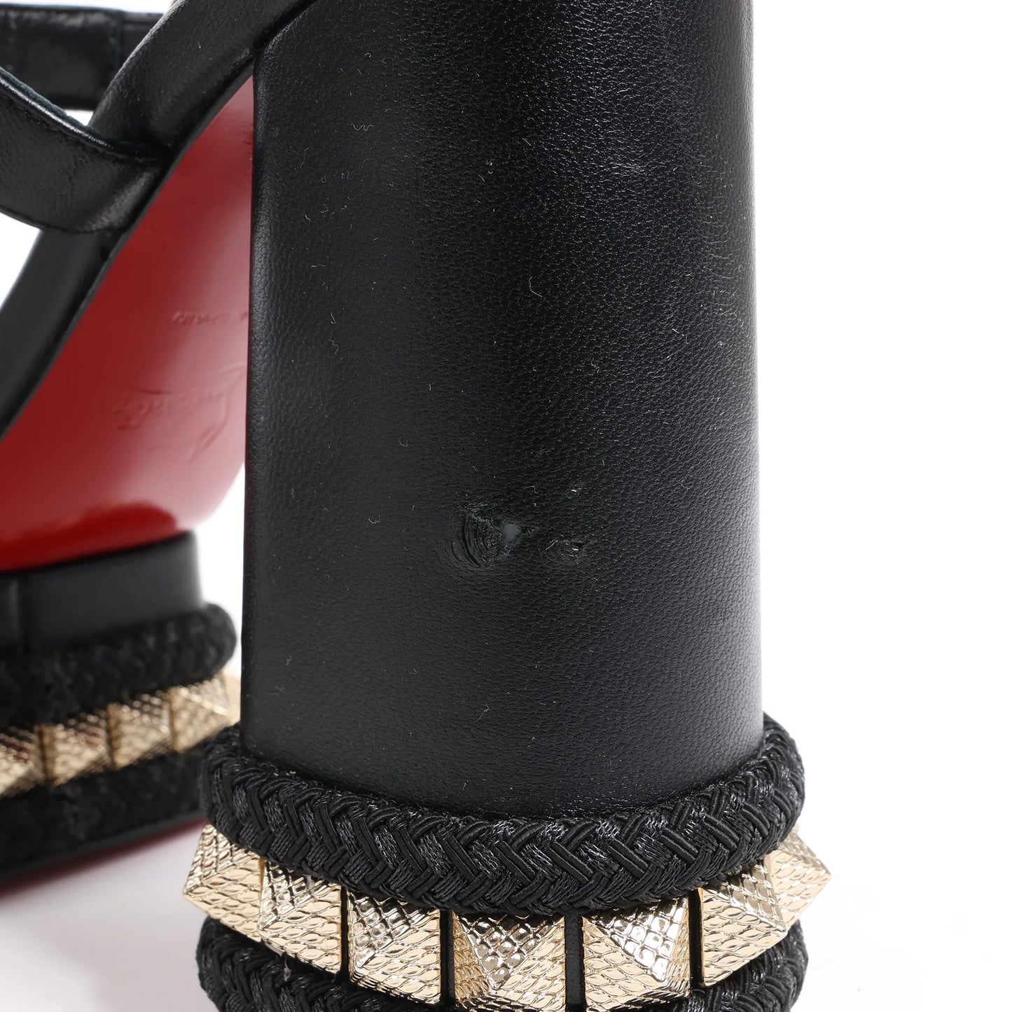Christian Louboutin SUPERCLOU 130 Studs Leather Sandals in Black, Size 38 EU