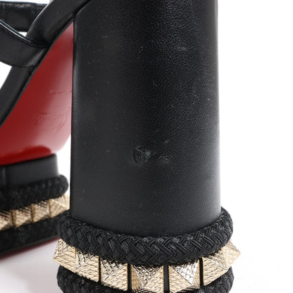 Christian Louboutin SUPERCLOU 130 Studs Leather Sandals in Black, Size 38 EU