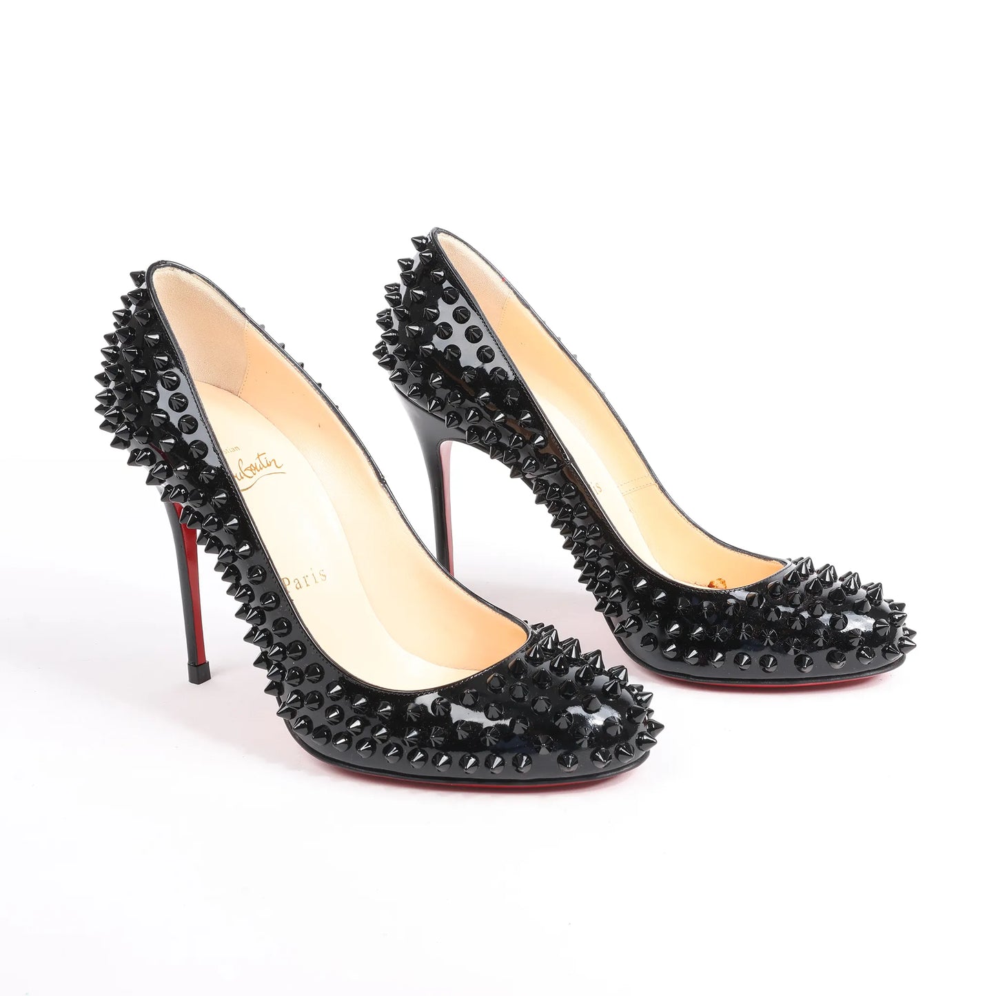 Christian Louboutin Spike Studs Lackleder-Pumps in Schwarz, Größe 38 EU