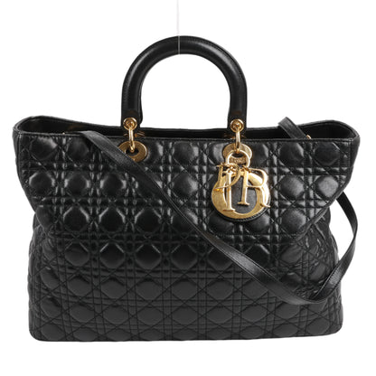 Christian Dior Lady Dior Große 2-Wege-Handtasche aus Cannage-Leder in Schwarz