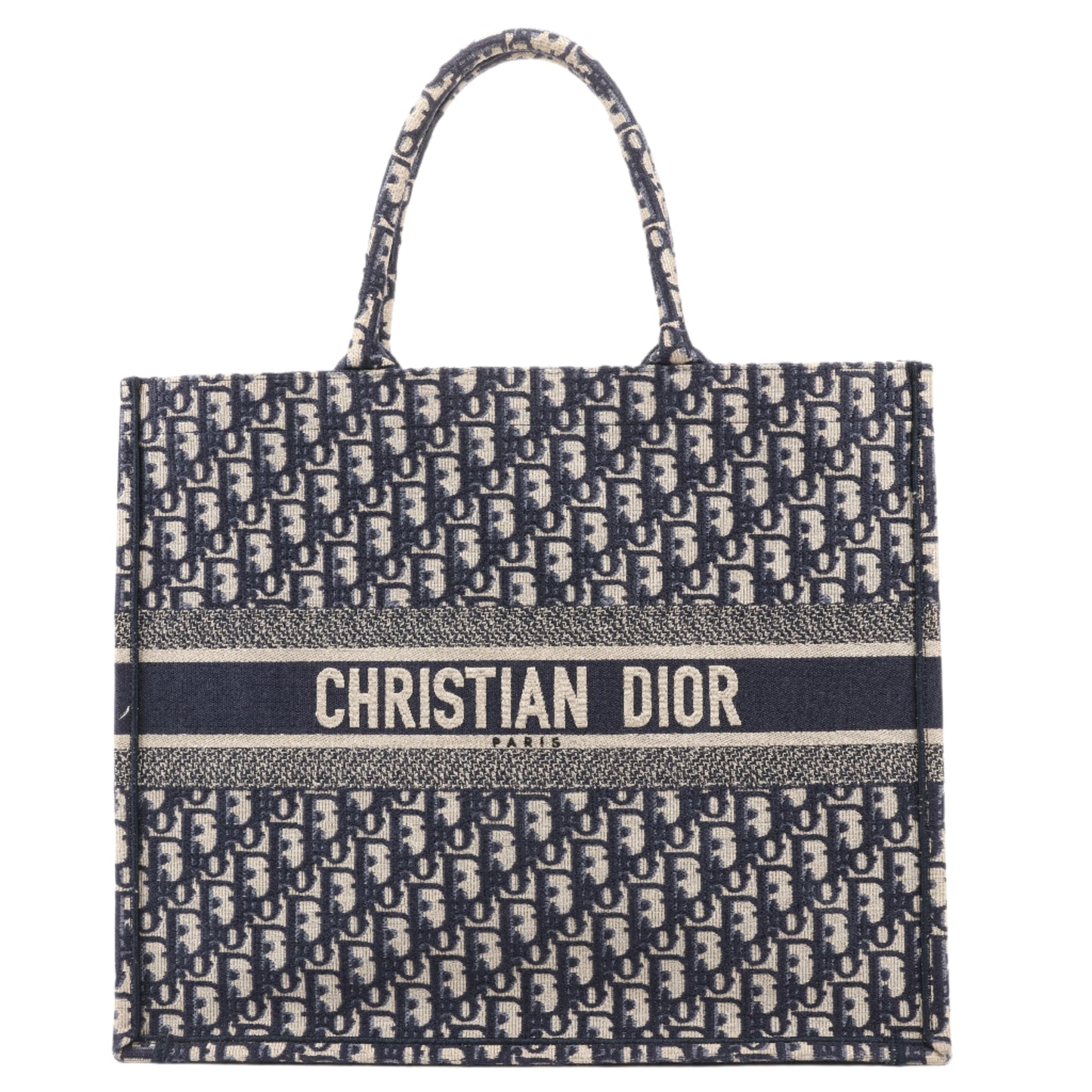 Christian Dior Oblique Book Tote Large Canvas Tote Bag in Navy Blue