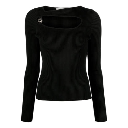Coperni Cut-Out Rippstrick-Top in Schwarz, Größe L