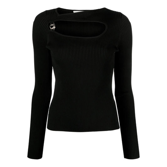 Coperni Cut-Out Rippstrick-Top in Schwarz, Größe L