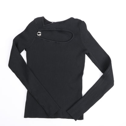 Coperni Cut-Out Rippstrick-Top in Schwarz, Größe L