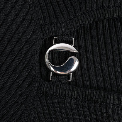 Coperni Cut-Out Rippstrick-Top in Schwarz, Größe L