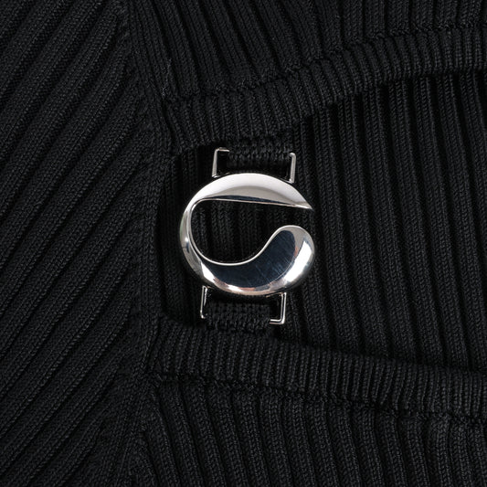 Coperni Cut-Out Rippstrick-Top in Schwarz, Größe L