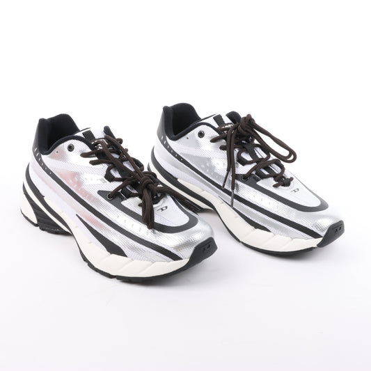 Diesel D-Airspeed Low-Striped Sneakers aus beschichtetem Ripstop in Silber, Größe 43 EU