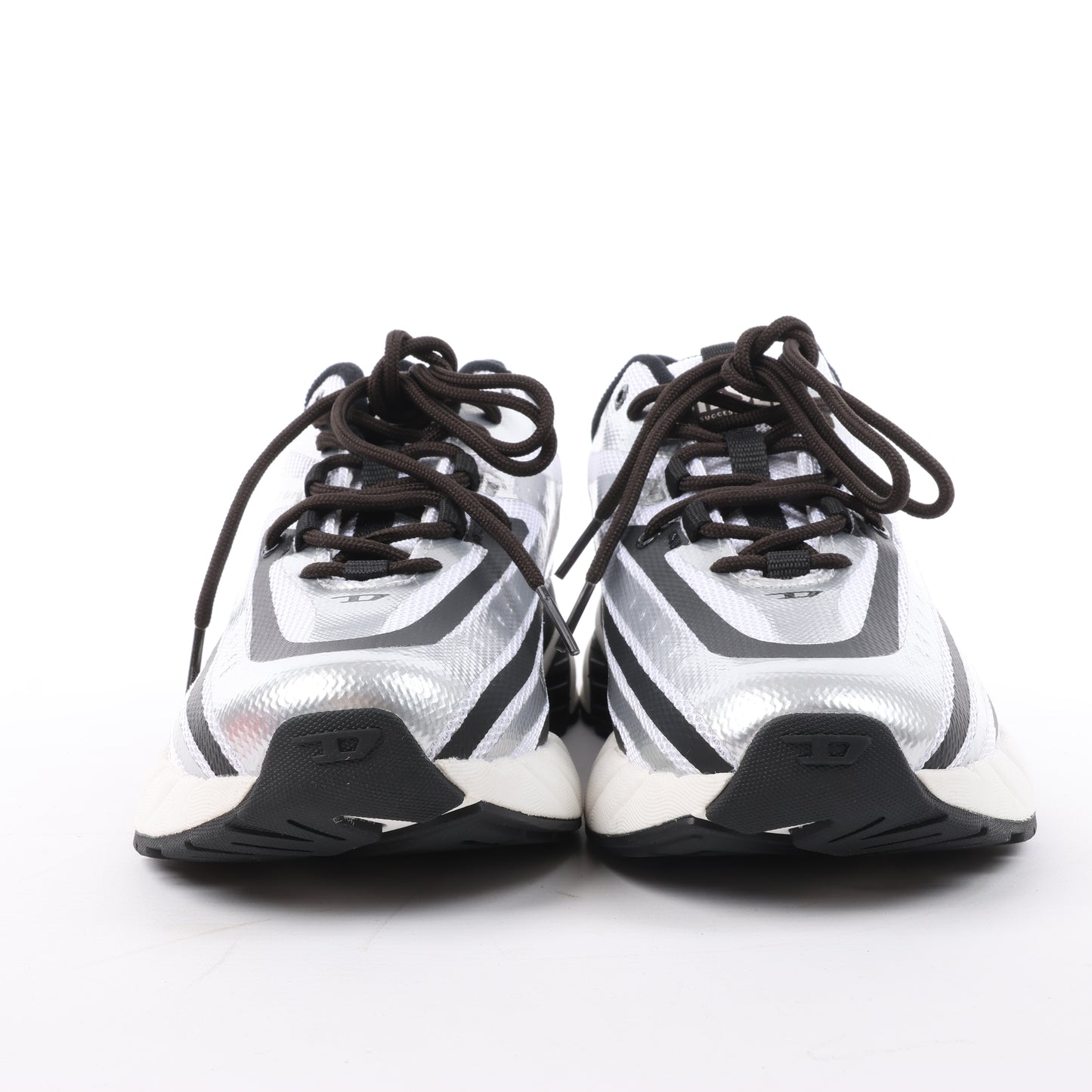 Diesel D-Airspeed Low-Striped Sneakers aus beschichtetem Ripstop in Silber, Größe 43 EU