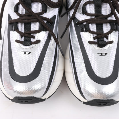 Diesel D-Airspeed Low-Striped Sneakers aus beschichtetem Ripstop in Silber, Größe 43 EU