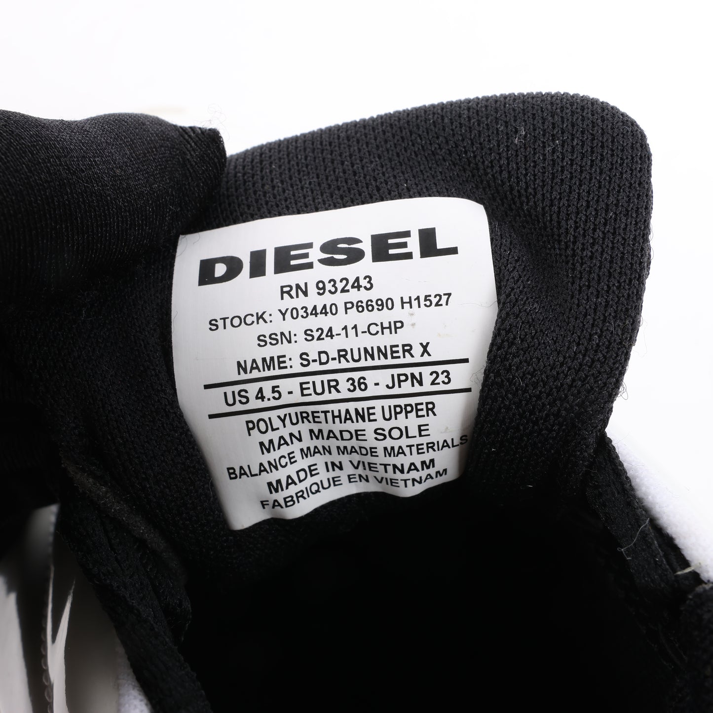 Diesel White S-D-Runner-Slip-on sneakers with Oval D instep, Size 36 EU