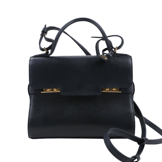Delvaux Tempête PM 2-Wege-Handtasche aus schwarzem Leder