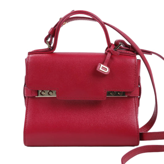Delvaux Tempete Kleine 2-Wege-Handtasche aus Leder in Rot
