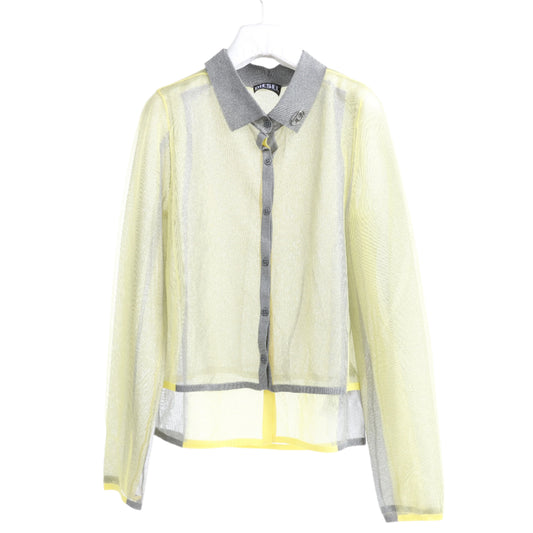 Diesel Langarmshirt mit Lurex-Detail in Gelb, Größe S
