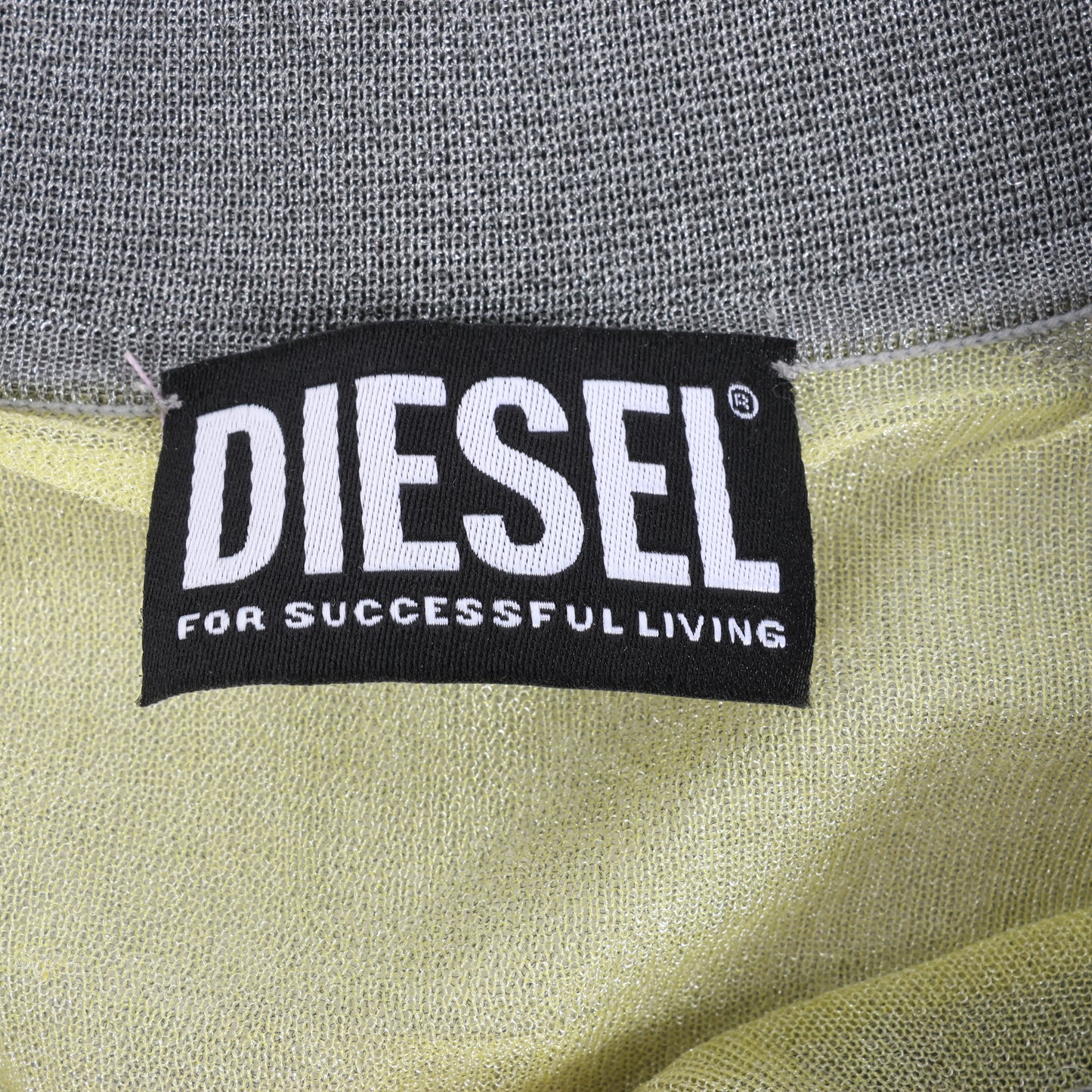 Diesel Langarmshirt mit Lurex-Detail in Gelb, Größe S