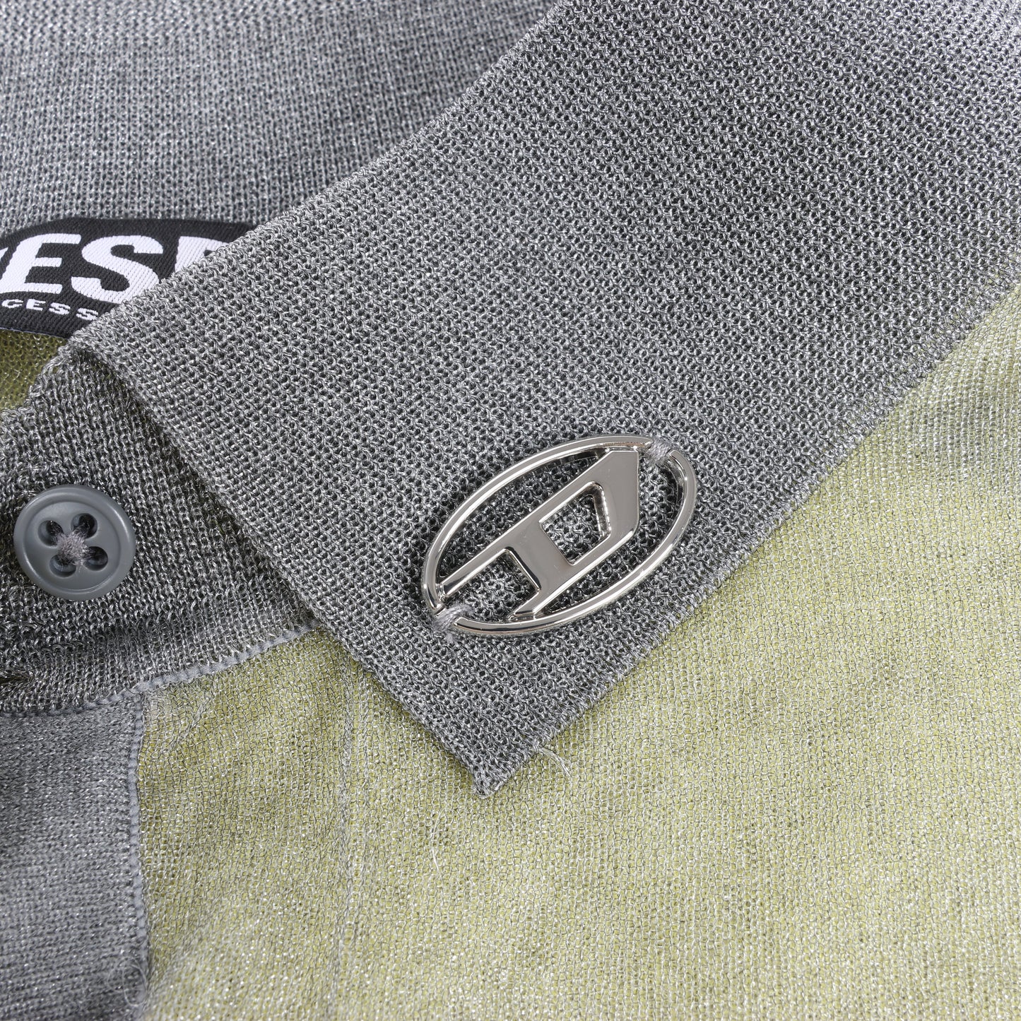 Diesel Langarmshirt mit Lurex-Detail in Gelb, Größe S
