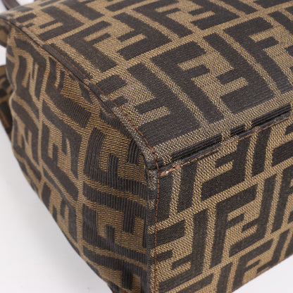 FENDI – Zucchino Mamma Bucket-Umhängetasche aus Canvas und Leder in Braun