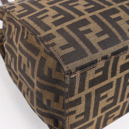 FENDI – Zucchino Mamma Bucket-Umhängetasche aus Canvas und Leder in Braun