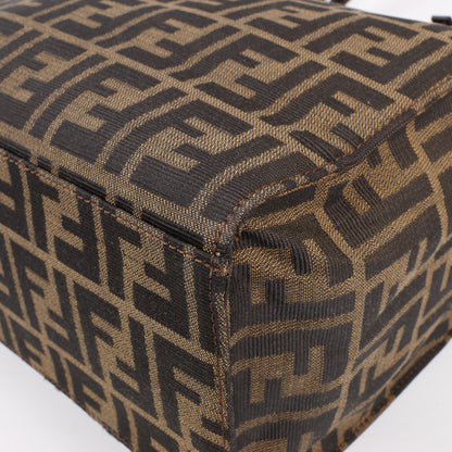 FENDI – Zucchino Mamma Bucket-Umhängetasche aus Canvas und Leder in Braun