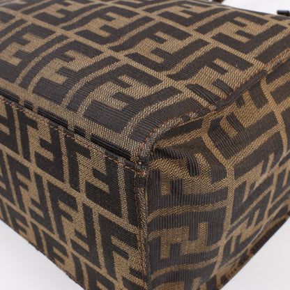 FENDI – Zucchino Mamma Bucket-Umhängetasche aus Canvas und Leder in Braun