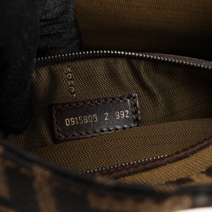 FENDI – Zucchino Mamma Bucket-Umhängetasche aus Canvas und Leder in Braun