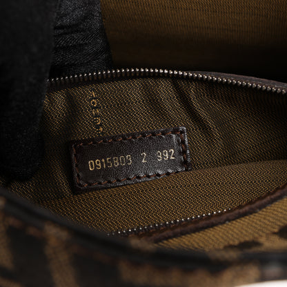 FENDI – Zucchino Mamma Bucket-Umhängetasche aus Canvas und Leder in Braun