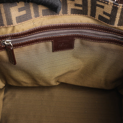 FENDI – Zucchino Mamma Bucket-Umhängetasche aus Canvas und Leder in Braun