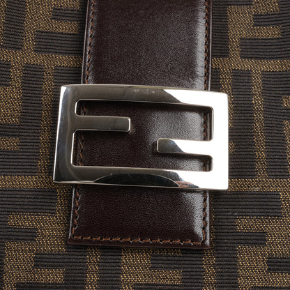 FENDI – Zucchino Mamma Bucket-Umhängetasche aus Canvas und Leder in Braun