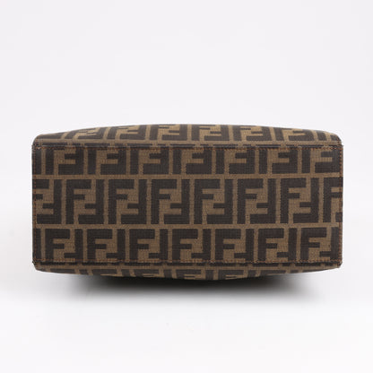 FENDI – Zucchino Mamma Bucket-Umhängetasche aus Canvas und Leder in Braun