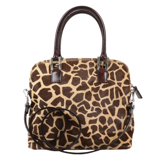 FENDI – 2-Wege-Handtasche aus Leder im Giraffen-Pony-Stil in Braun