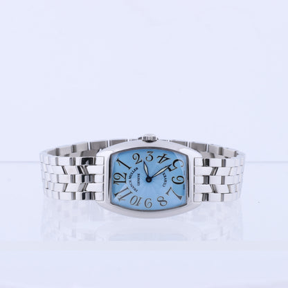 Franck Muller Tonneau Curvex 722 SS QZ Uhr mit blauem Zifferblatt