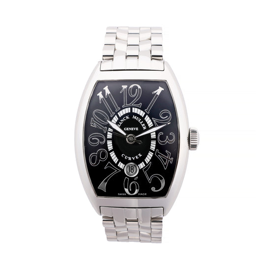 Franck Muller Tonneau Curvex Reliefs 8880SCDT REL 230 SS SS AT Uhr mit schwarzem Zifferblatt