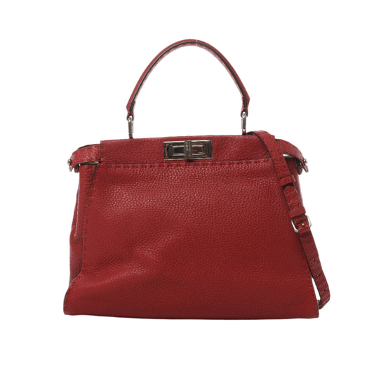 Fendi Peekaboo Regular Selleria Leder 2-Wege-Handtasche in Rot 8BN226