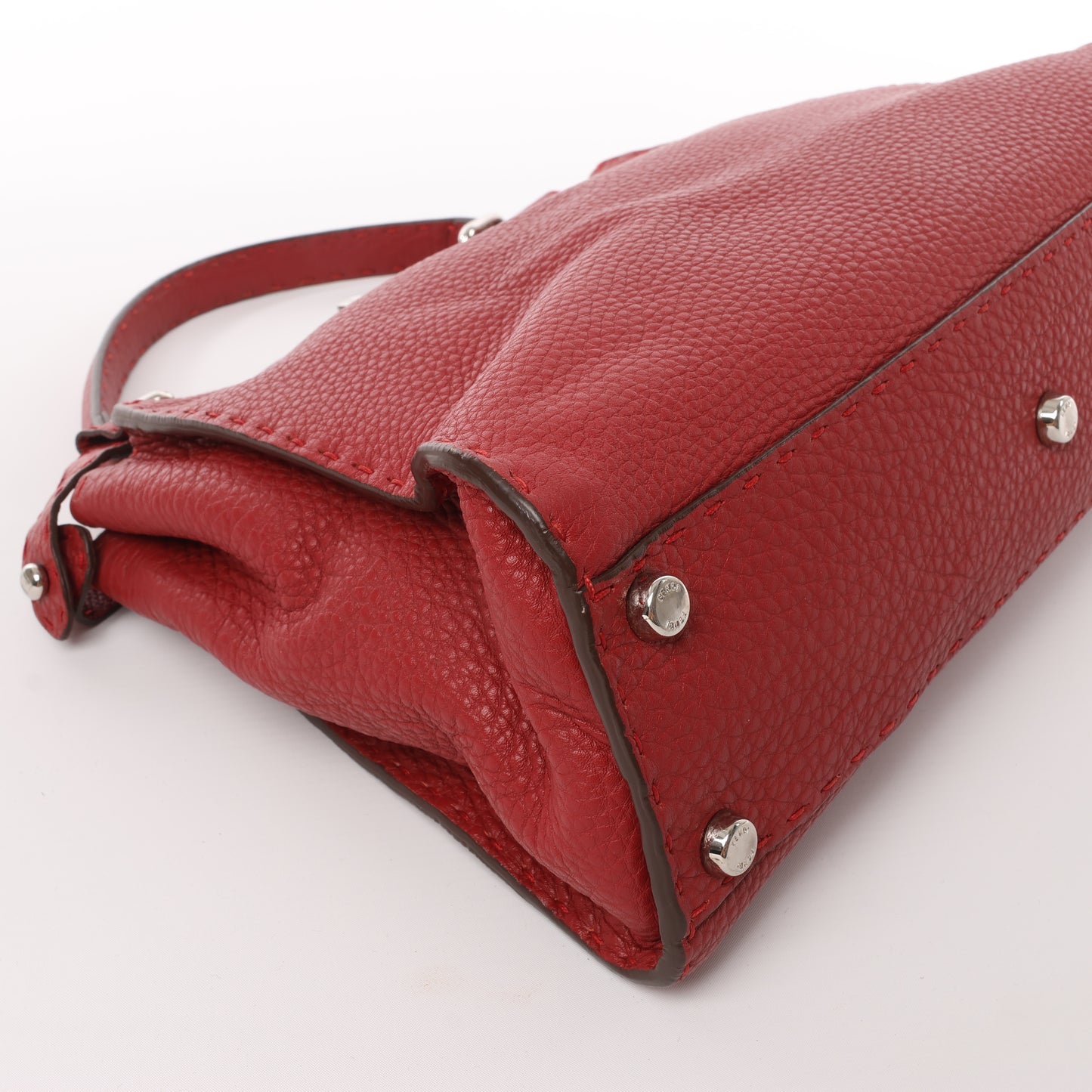 Fendi Peekaboo Regular Selleria Leder 2-Wege-Handtasche in Rot 8BN226