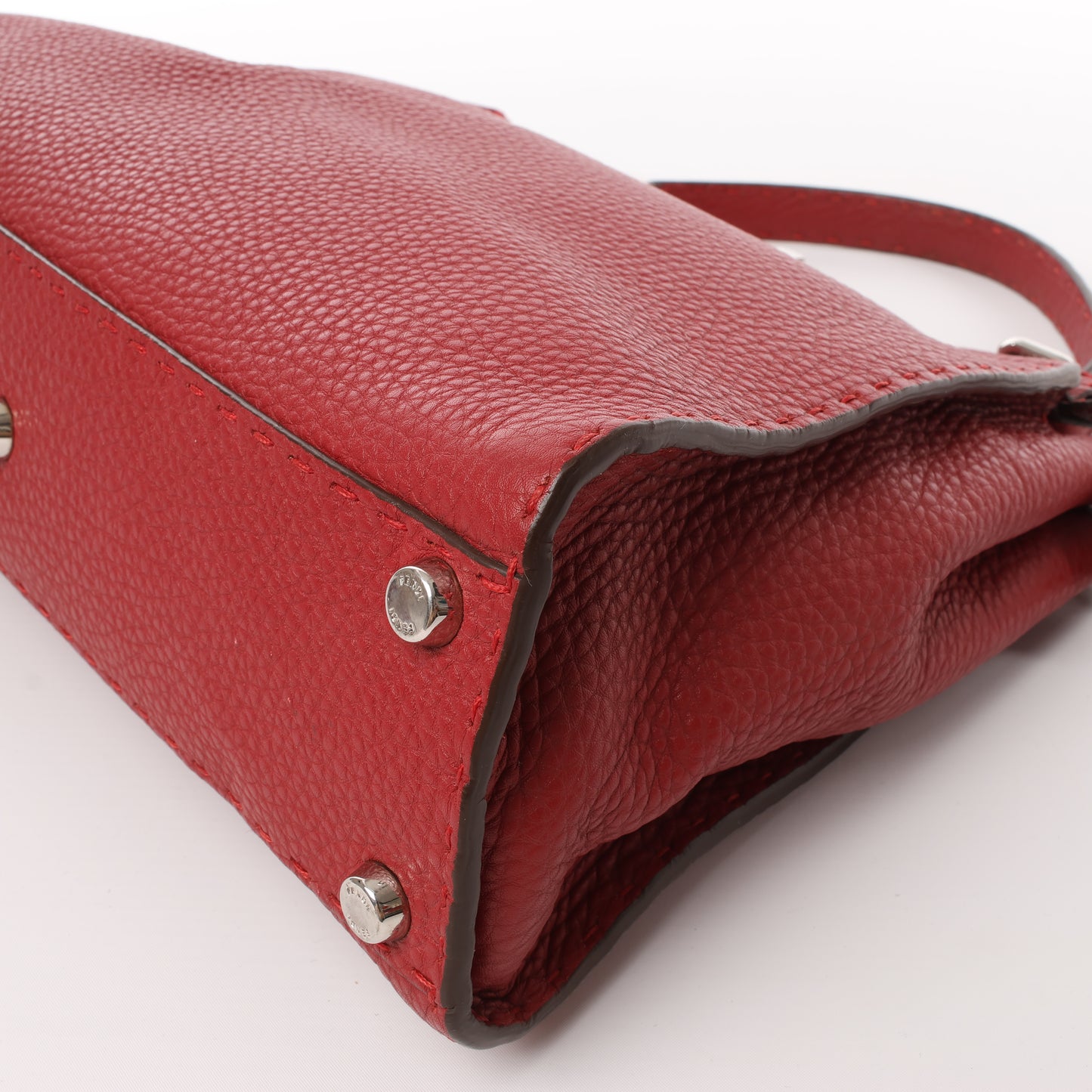 Fendi Peekaboo Regular Selleria Leder 2-Wege-Handtasche in Rot 8BN226