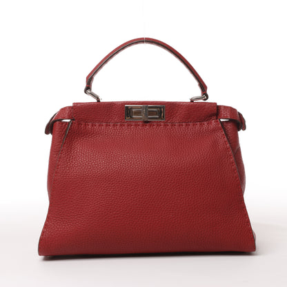 Fendi Peekaboo Regular Selleria Leder 2-Wege-Handtasche in Rot 8BN226