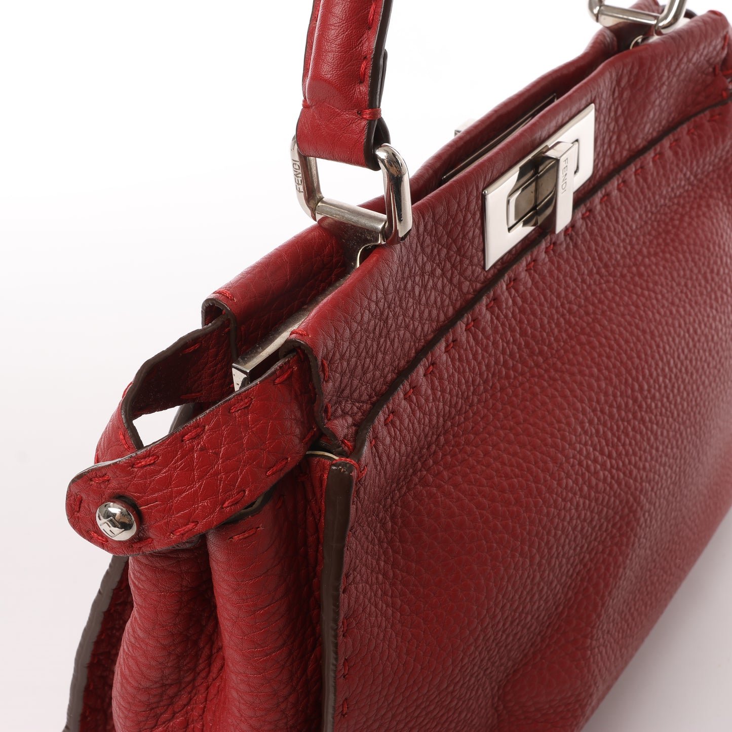 Fendi Peekaboo Regular Selleria Leder 2-Wege-Handtasche in Rot 8BN226