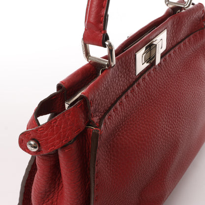 Fendi Peekaboo Regular Selleria Leder 2-Wege-Handtasche in Rot 8BN226