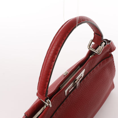 Fendi Peekaboo Regular Selleria Leder 2-Wege-Handtasche in Rot 8BN226