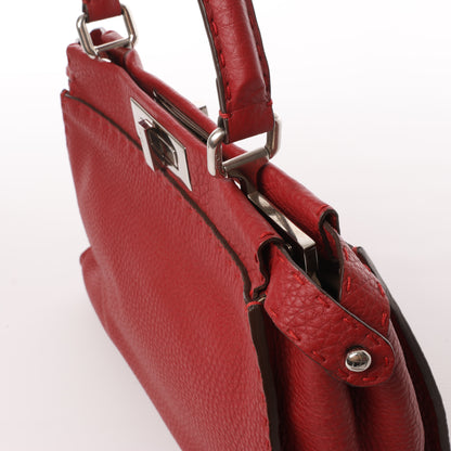 Fendi Peekaboo Regular Selleria Leder 2-Wege-Handtasche in Rot 8BN226