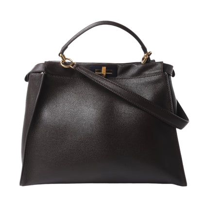 Fendi Peekaboo Large Leather 2way Handbag in Brown 8BN210