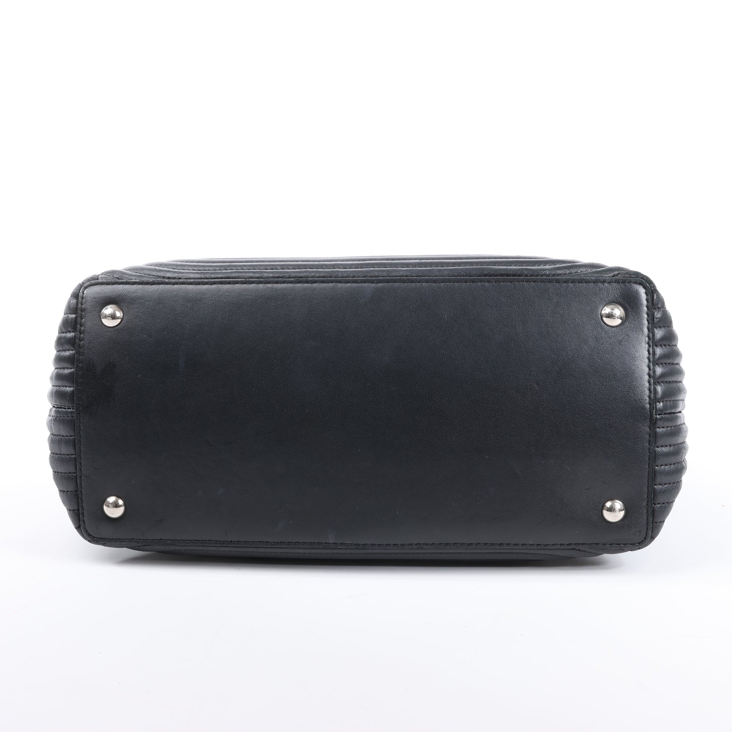 Fendi – Dotcom – Halb-Schultertasche aus schwarzem Leder mit Kettenriemen